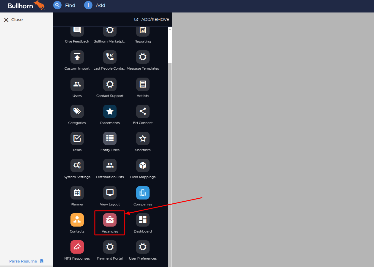 Admin menu