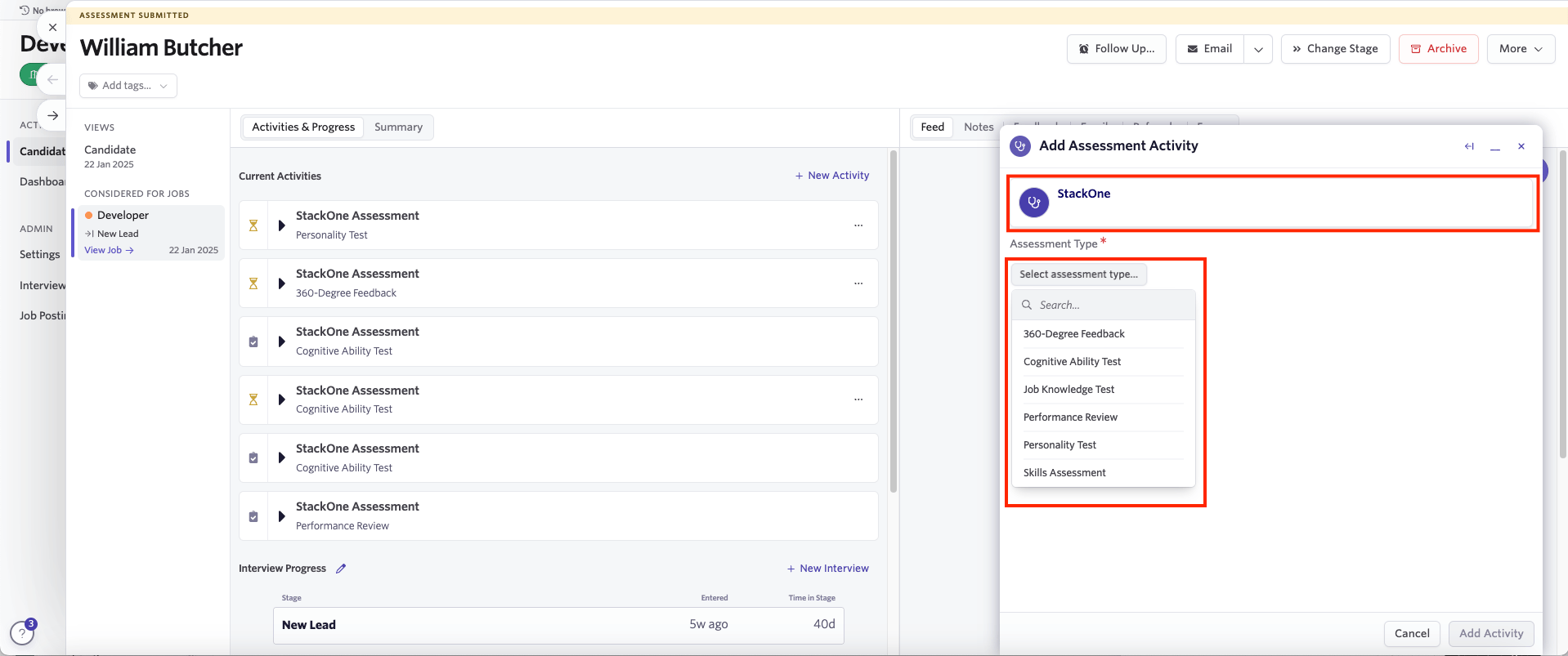 Edit/View Assessment/Background check Status ID