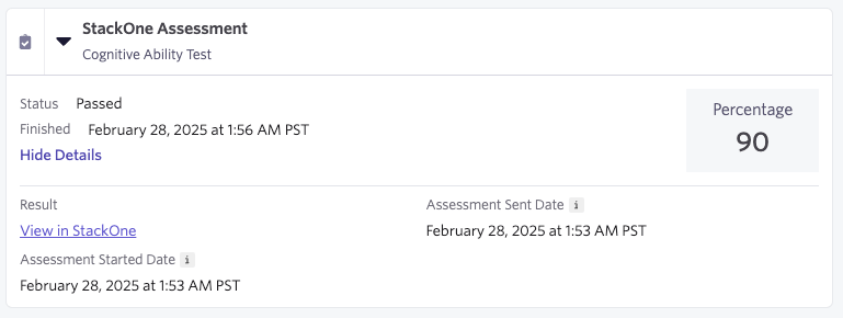 Edit/View Assessment/Background check Status ID