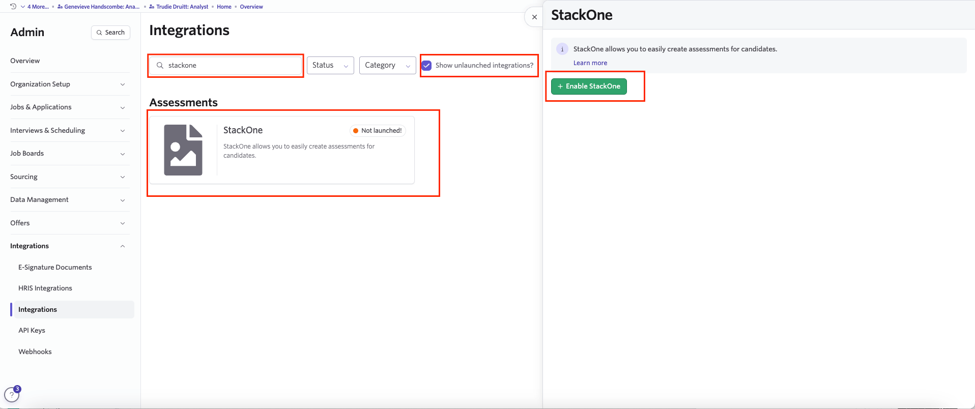 Edit/View Assessment/Background check Status ID