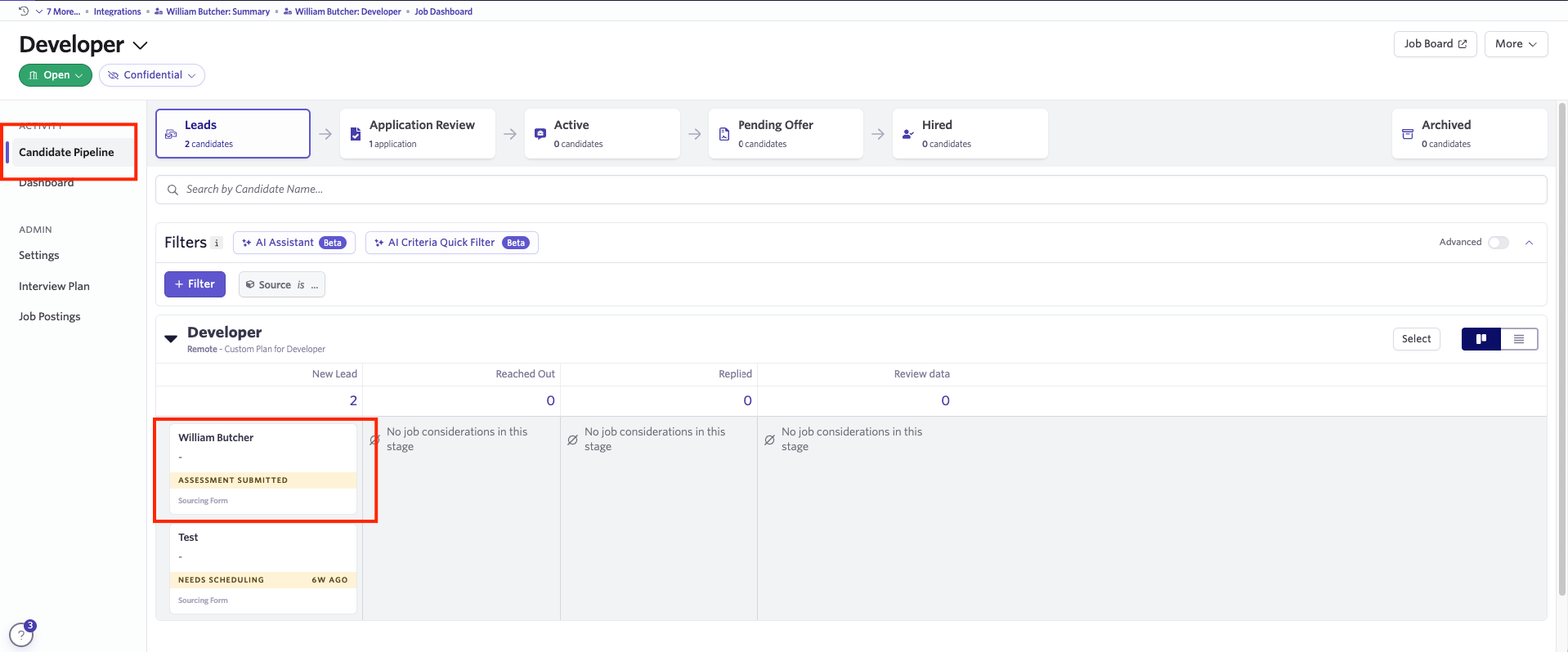 Edit/View Assessment/Background check Status ID