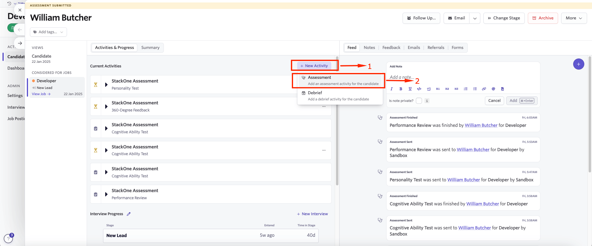 Edit/View Assessment/Background check Status ID