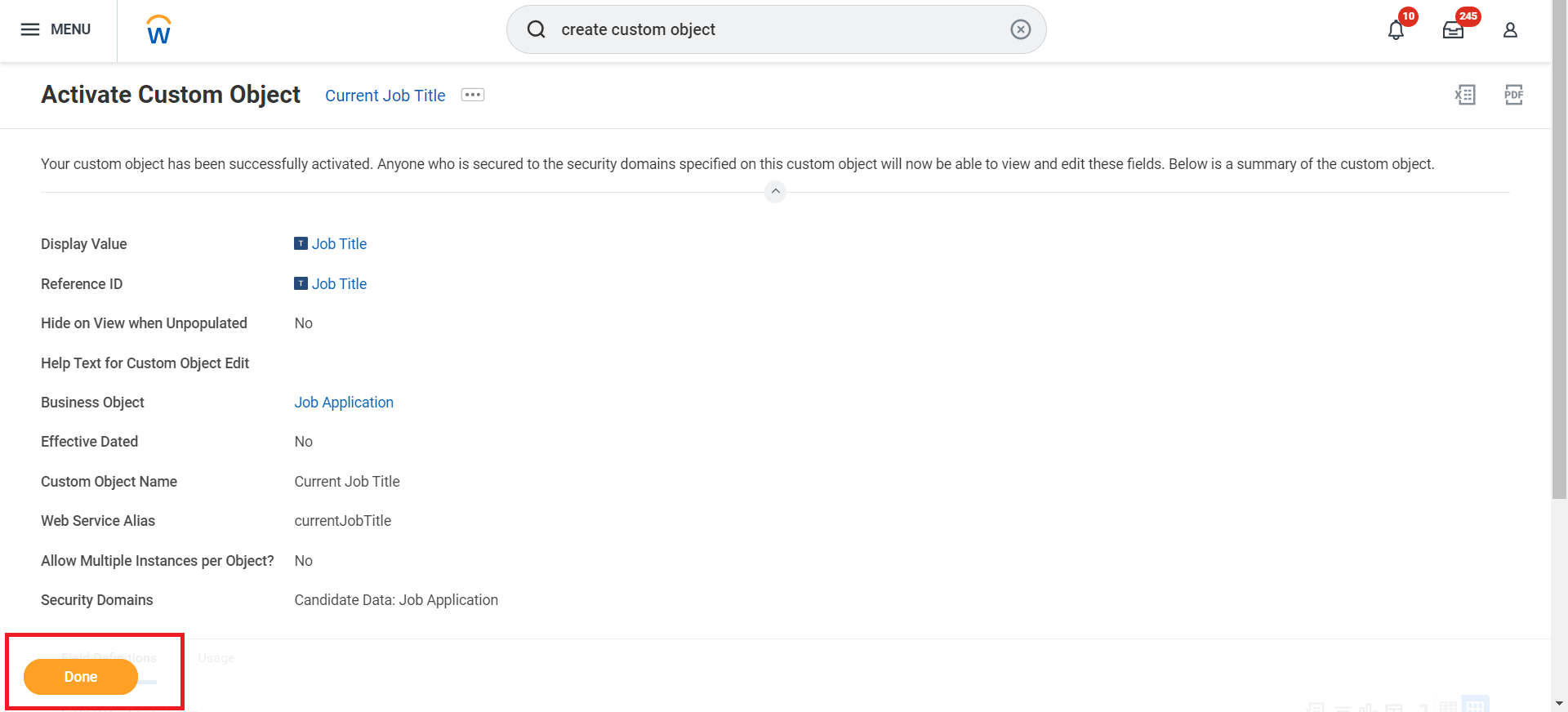 Activate Custom Object