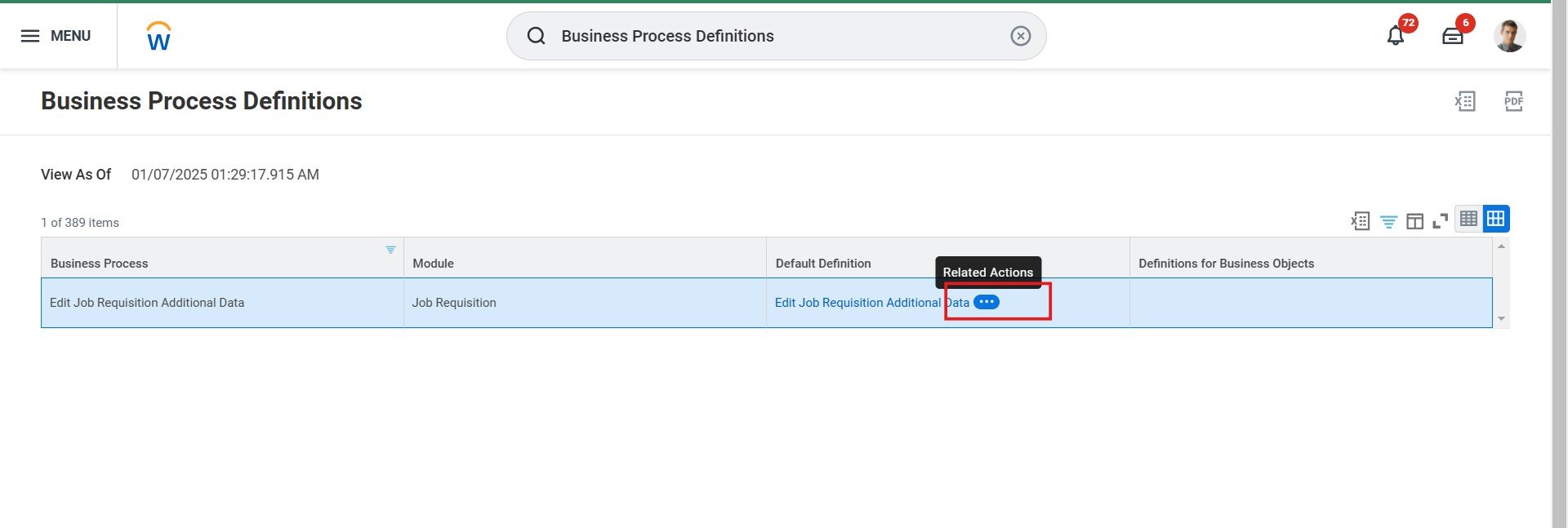 Find and Edit Business Process Definition