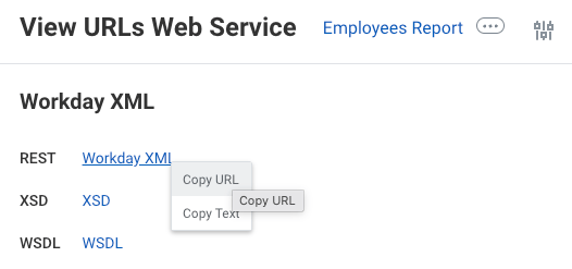 Copy Workday XML URL
