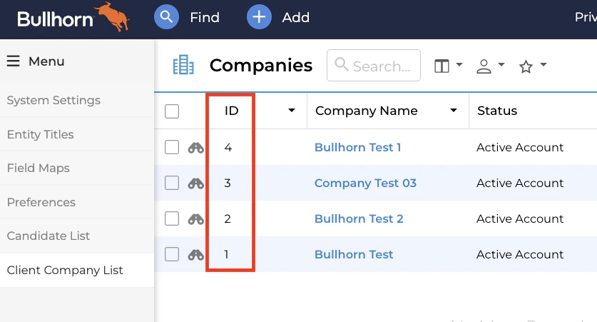 Bullhorn Company Ids Pn