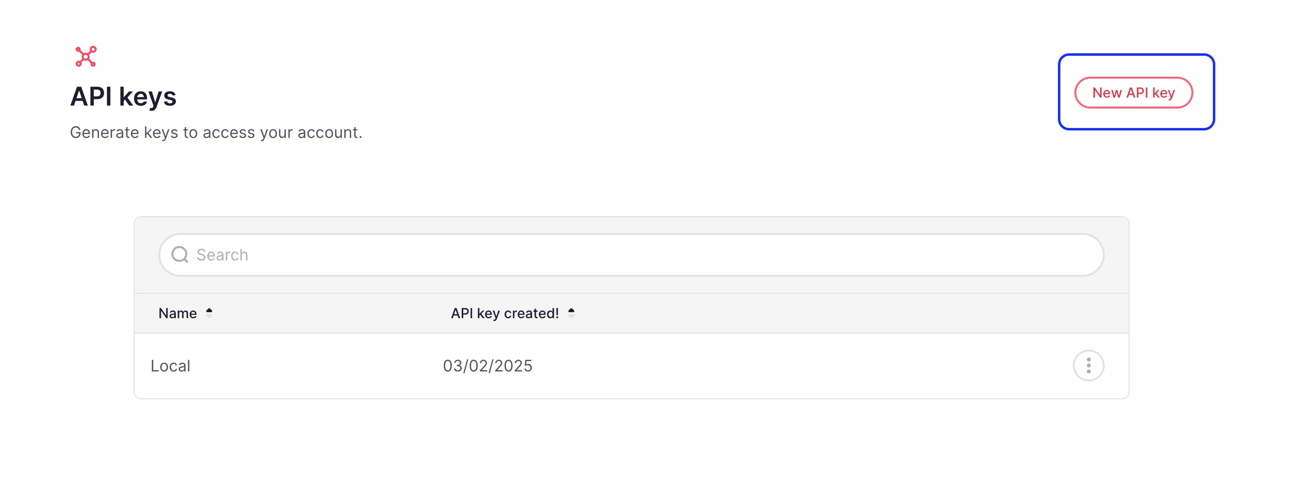 Create a new API Key