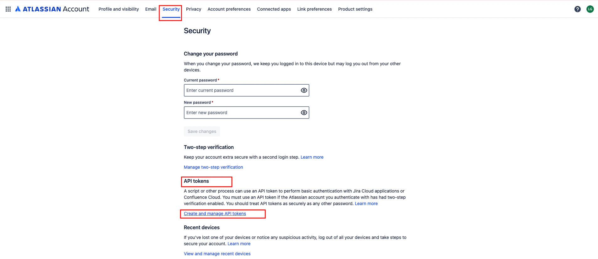 Navigate to API Tokens
