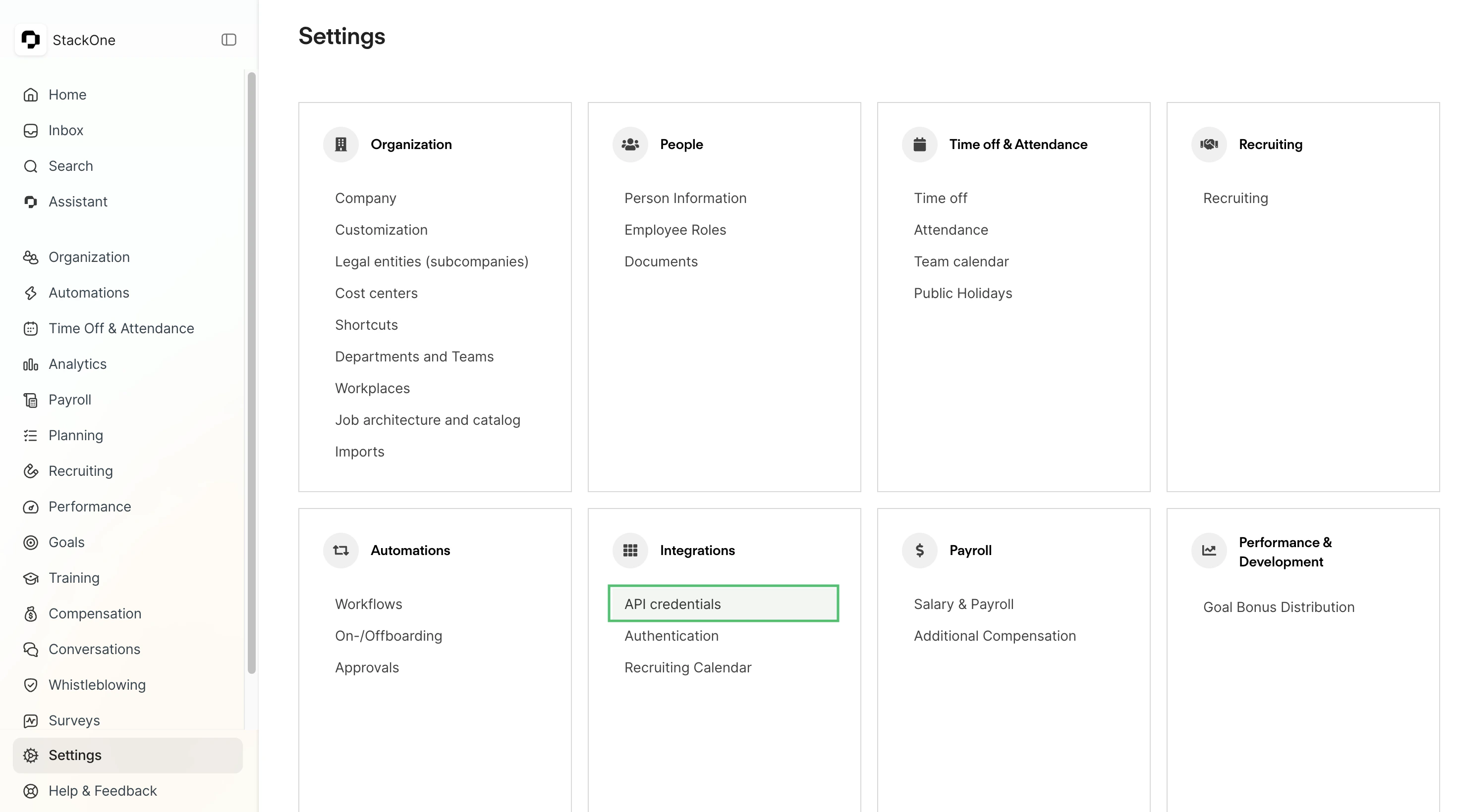 API Credentials Section