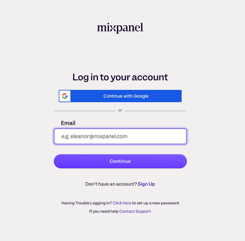 Mixpanel Log in