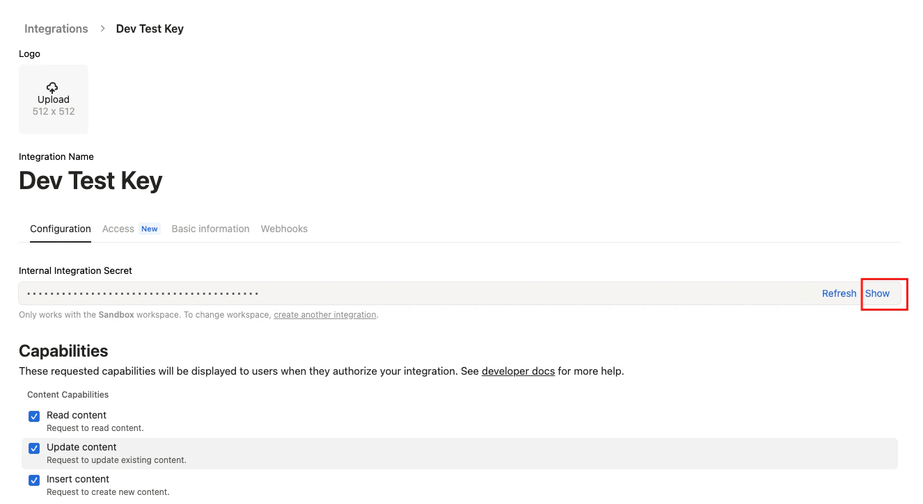 Copy your API Secret