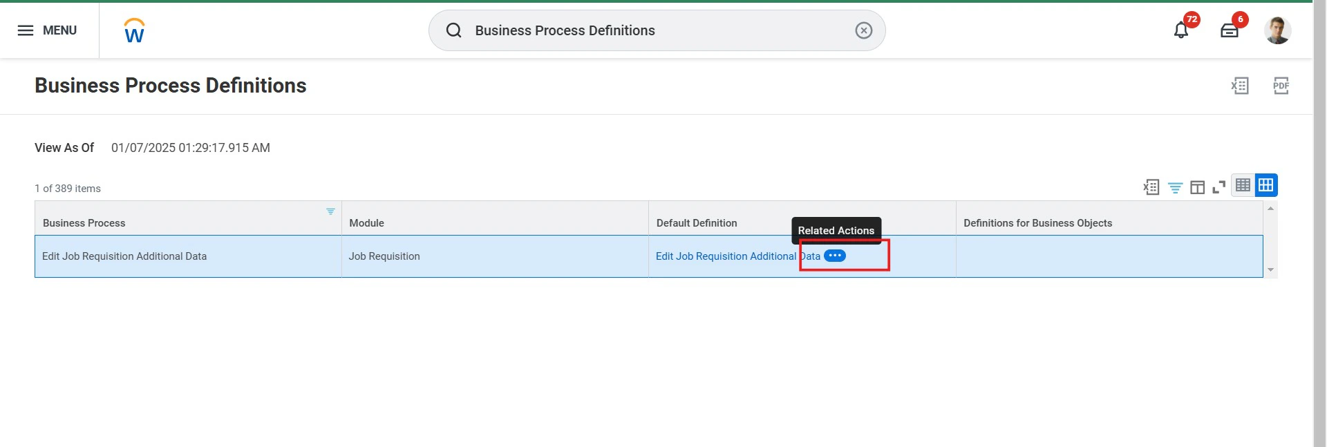 Find and Edit Business Process Definition