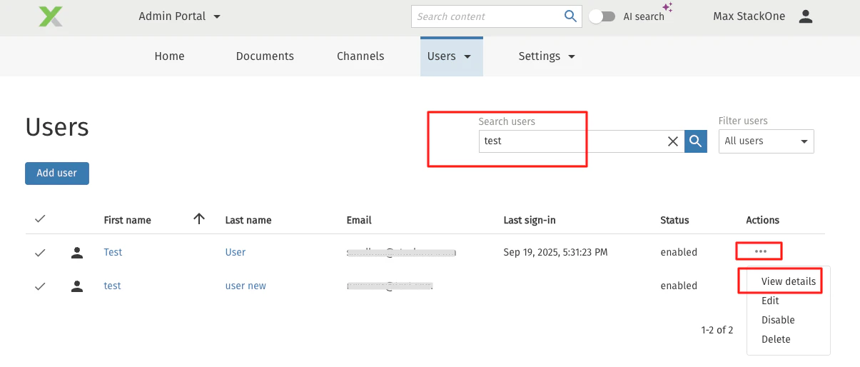 Search for the user and open details