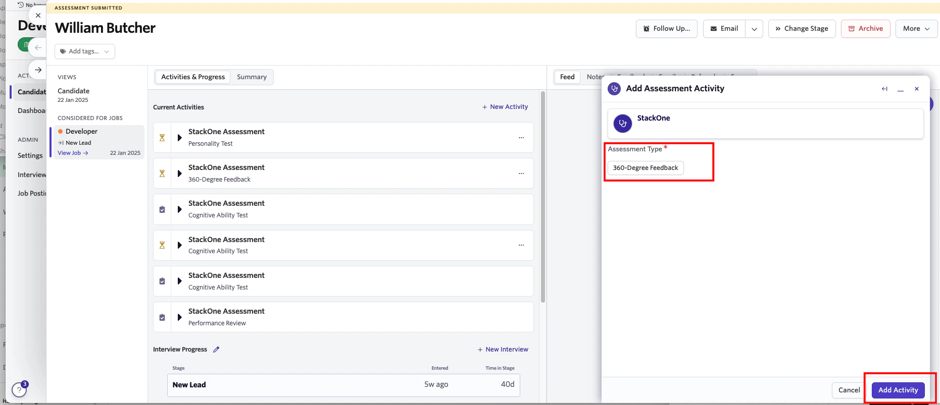 Edit/View Assessment/Background check Status ID