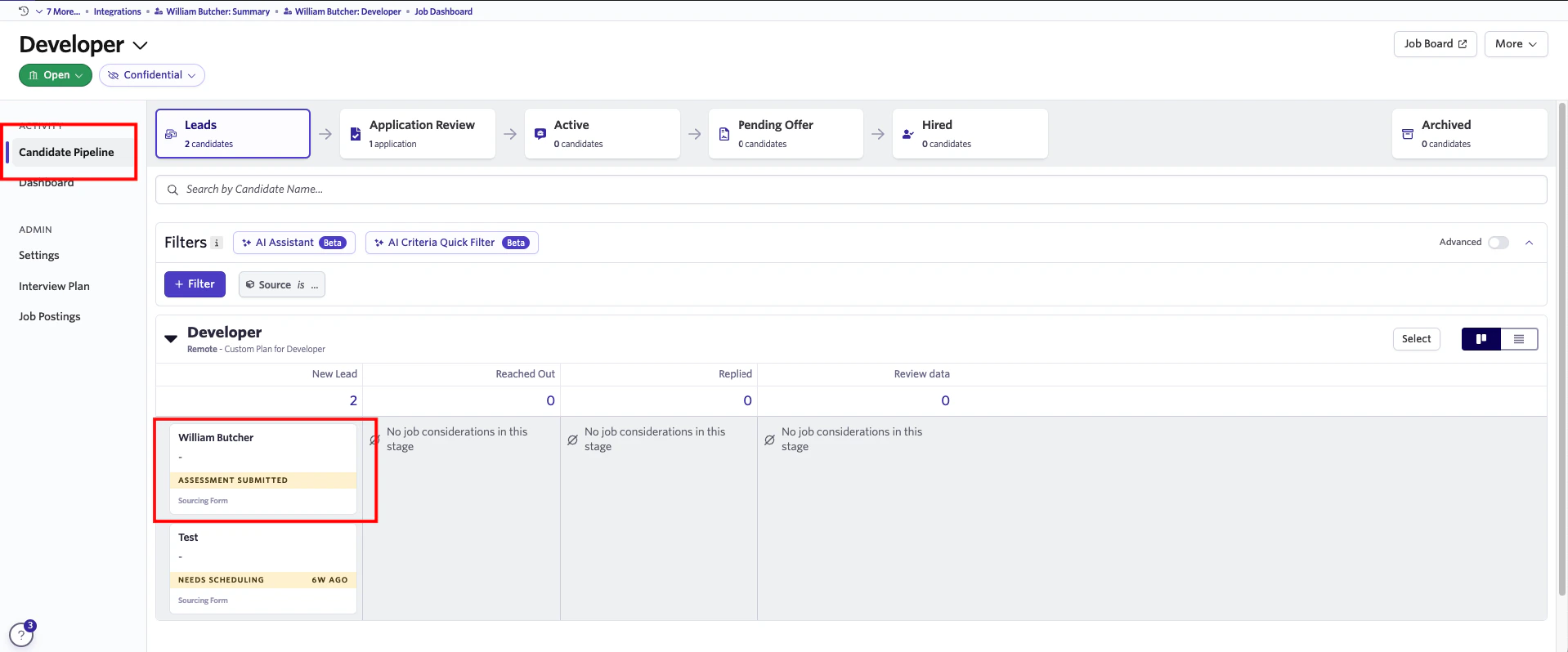 Edit/View Assessment/Background check Status ID