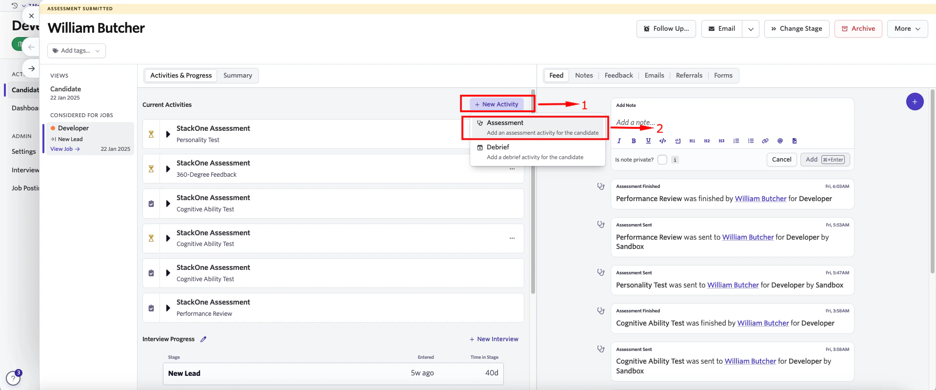Edit/View Assessment/Background check Status ID