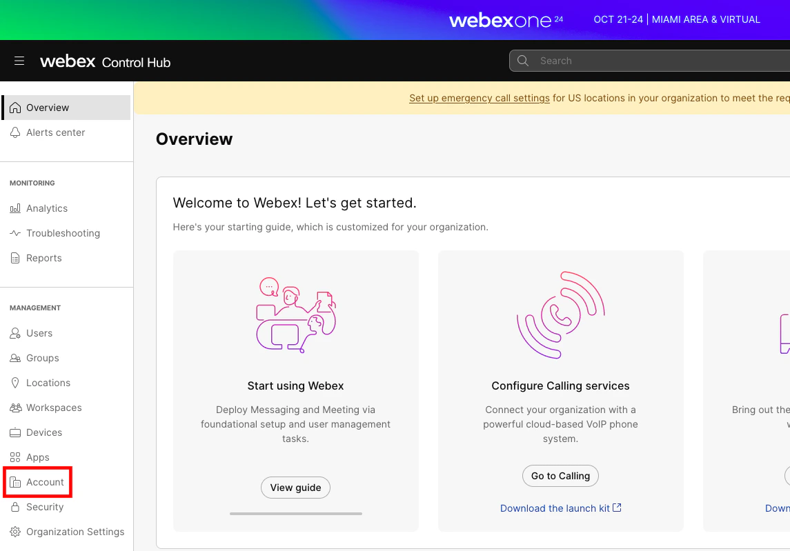 Webex Control Hub
