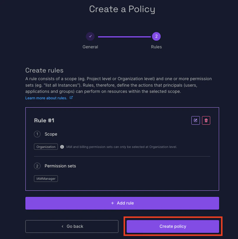 Create Policy Confirmation