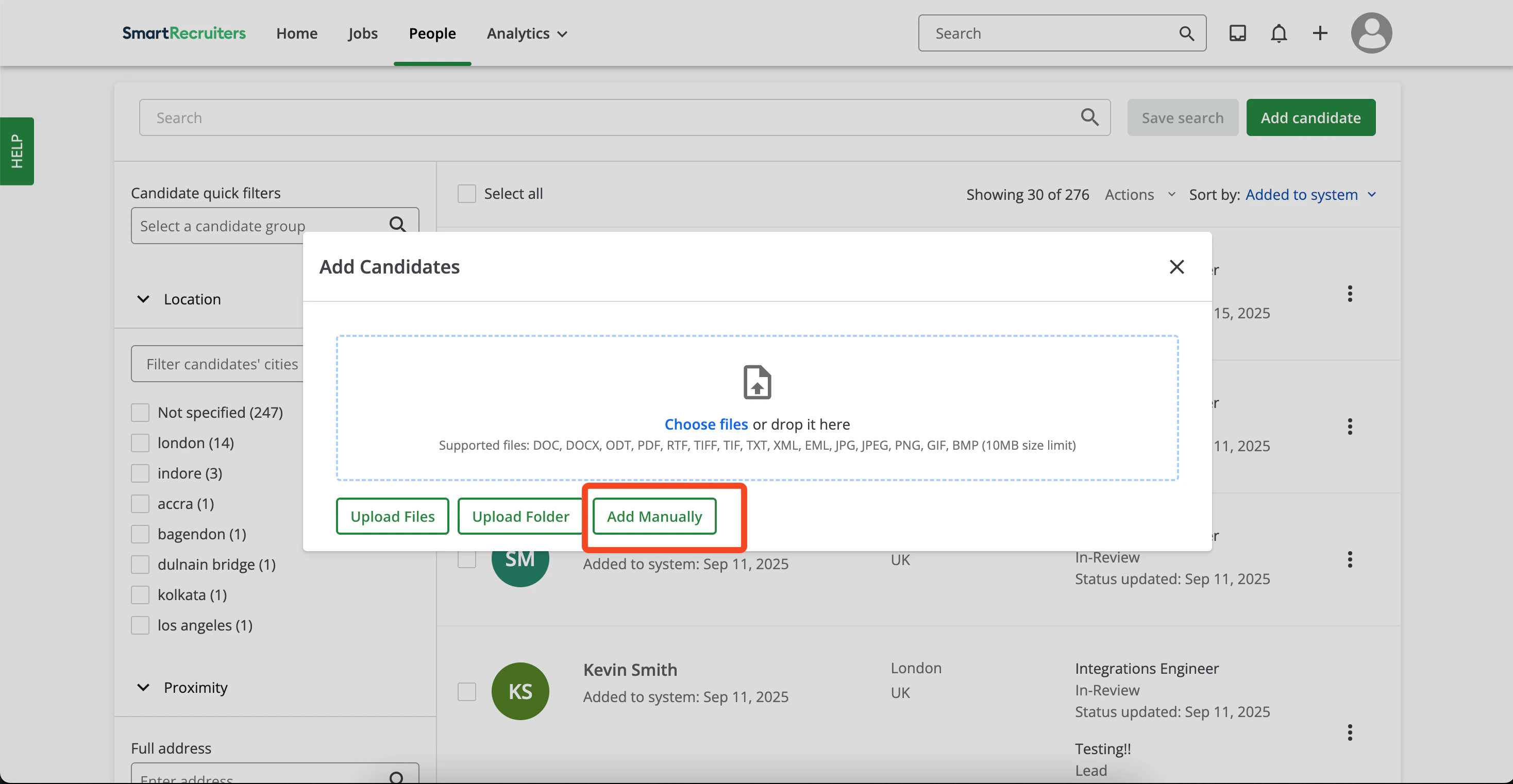 Manually Added Candidate