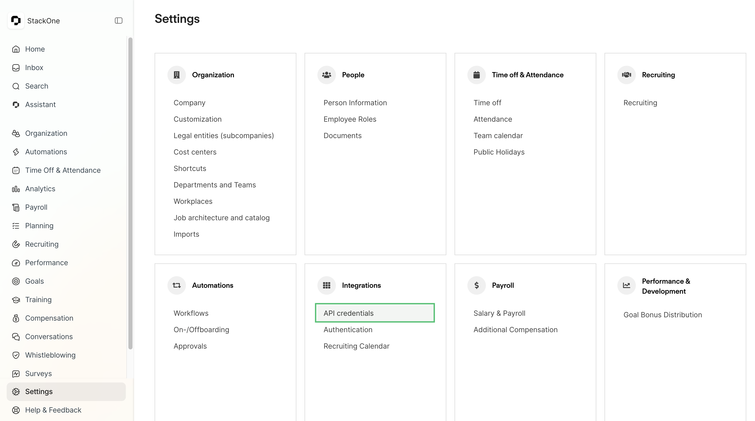 API Credentials Section
