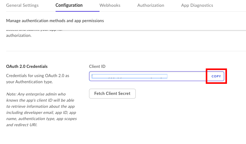 Copy Application Credentials