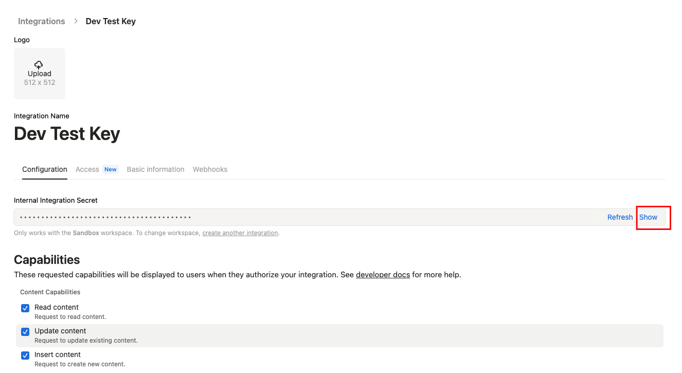 Copy your API Secret