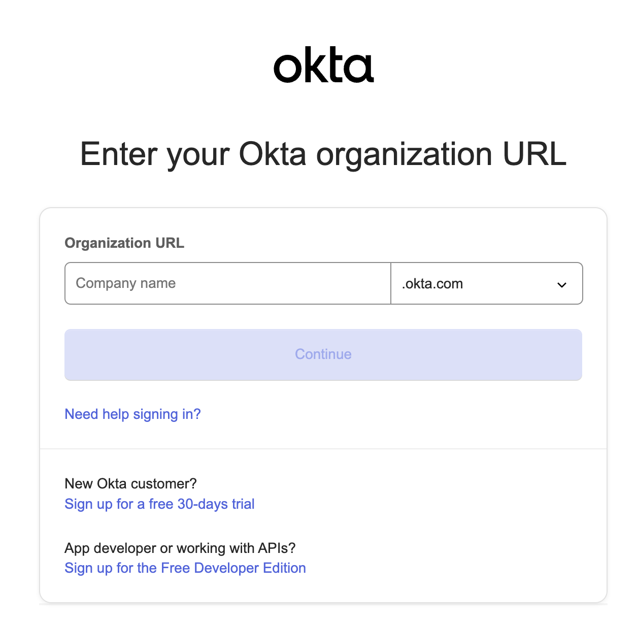 Log in to Okta