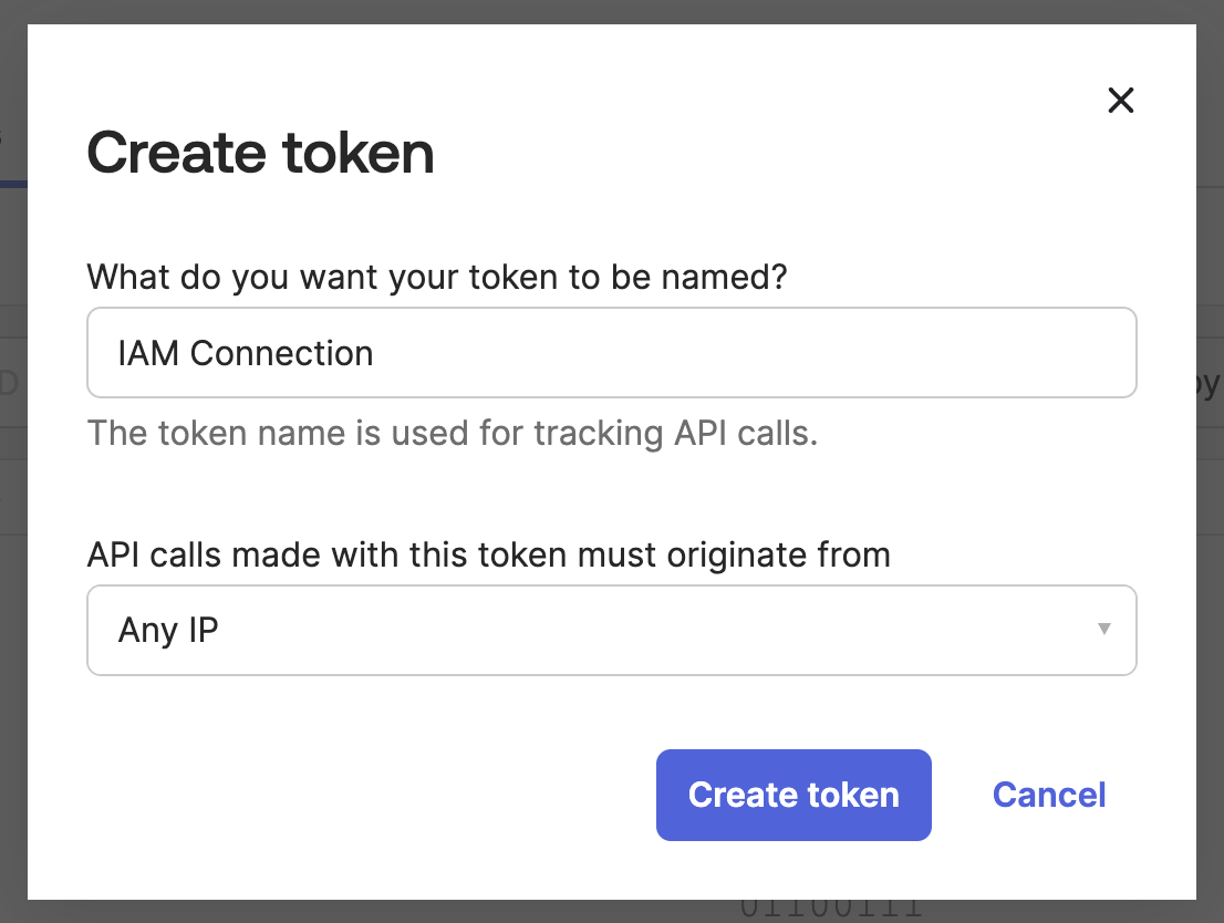 Enter initial API Token details