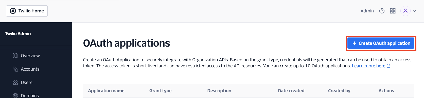Create a new OAuth App