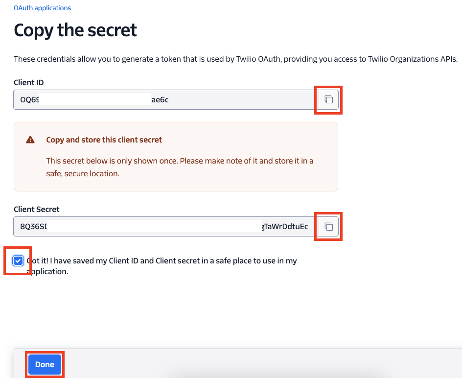 Copy App Credentials