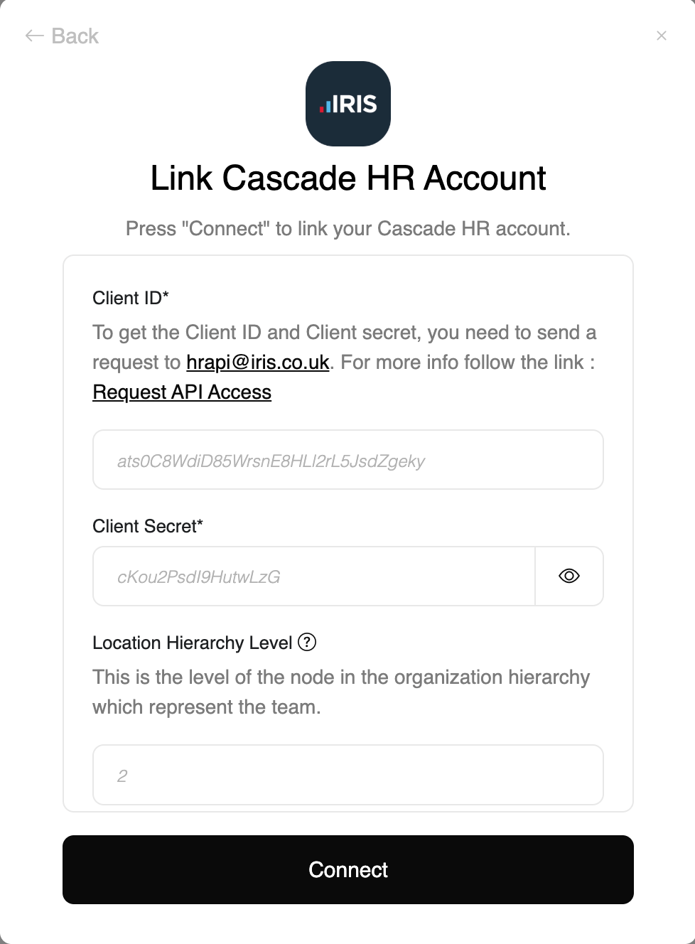 Enter your API credentials