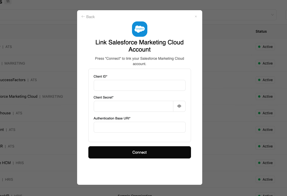 Enter your API credentials