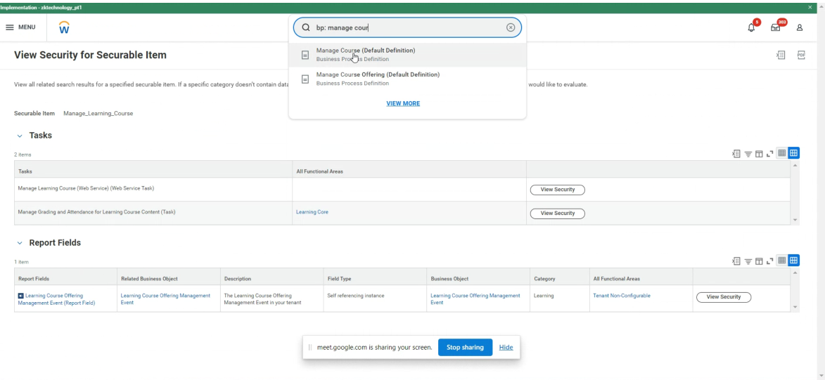 Search Manage Course