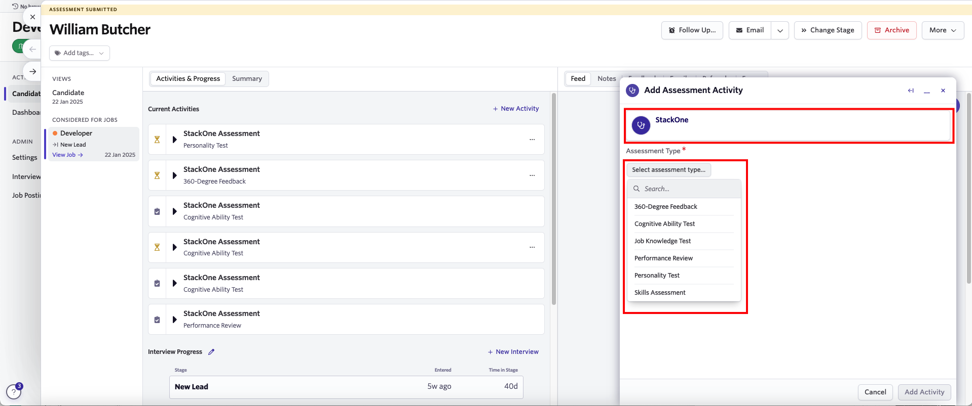 Edit/View Assessment/Background check Status ID