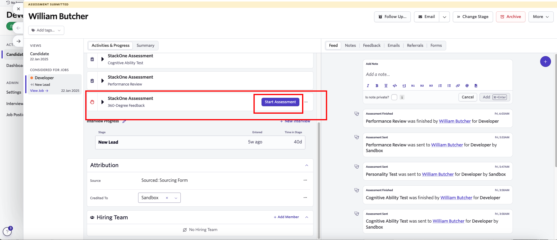 Edit/View Assessment/Background check Status ID
