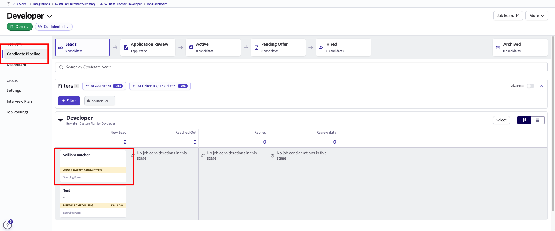 Edit/View Assessment/Background check Status ID