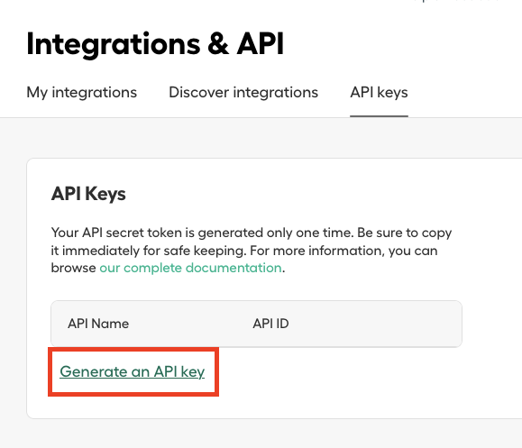 Create New API Key