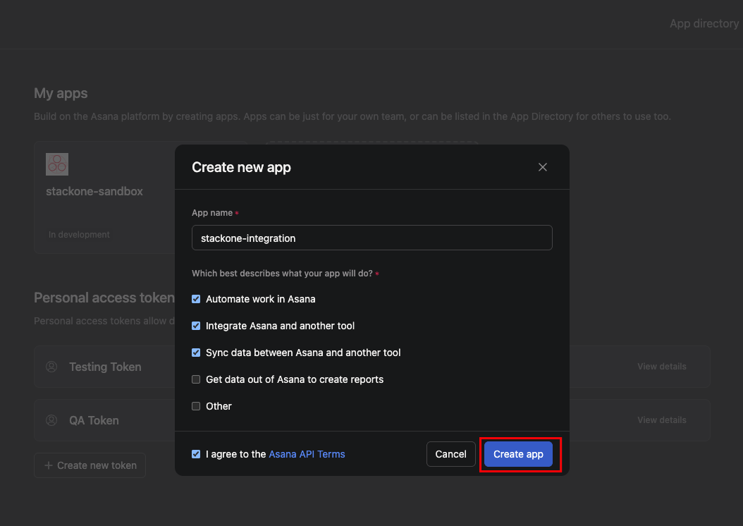 Create new app