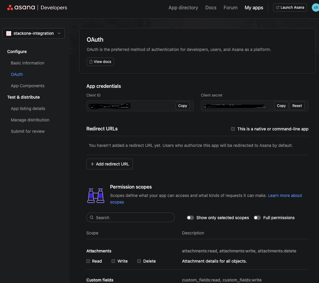 Add redirect URL