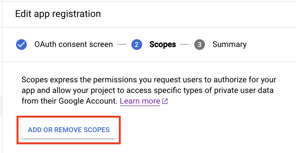 Add Scopes Button