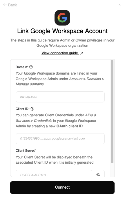 Enter Credentials