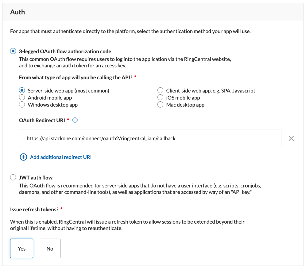 Enter Auth Details