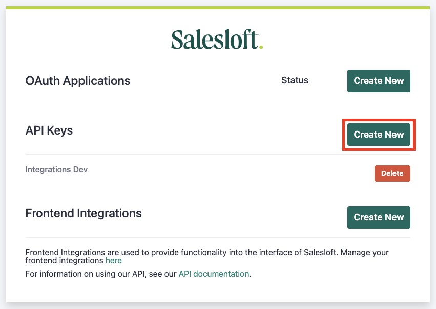 Create New API Key