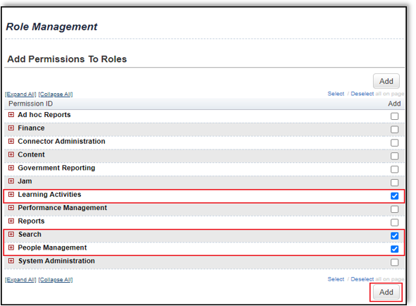 Add Role Activities