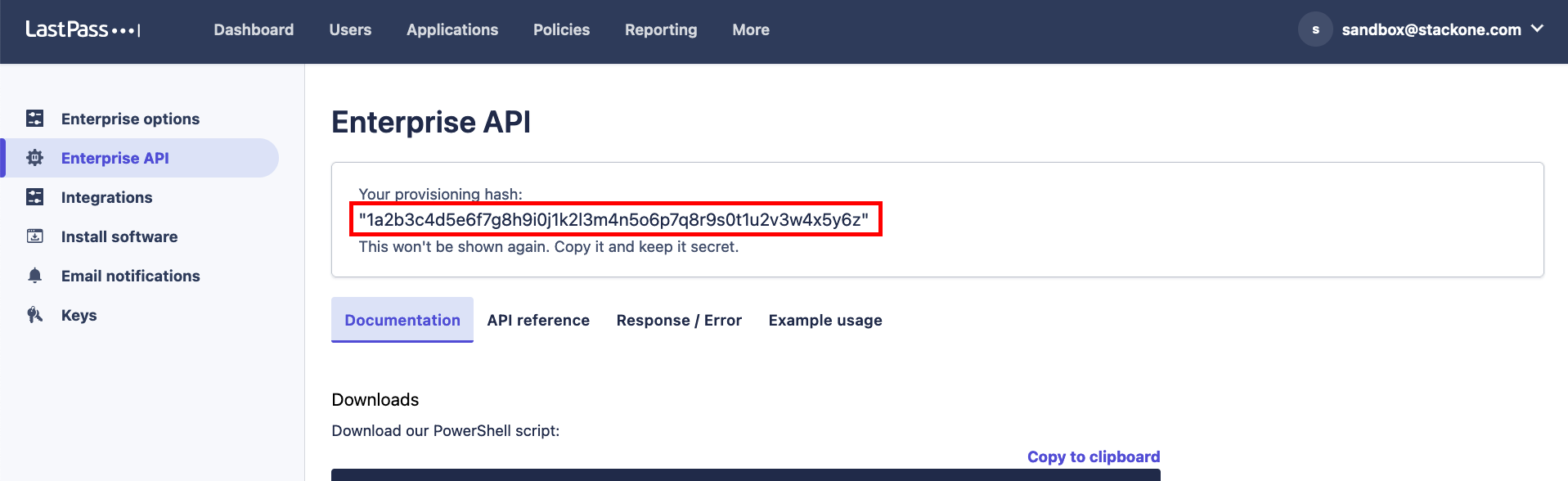 Provisioning Hash