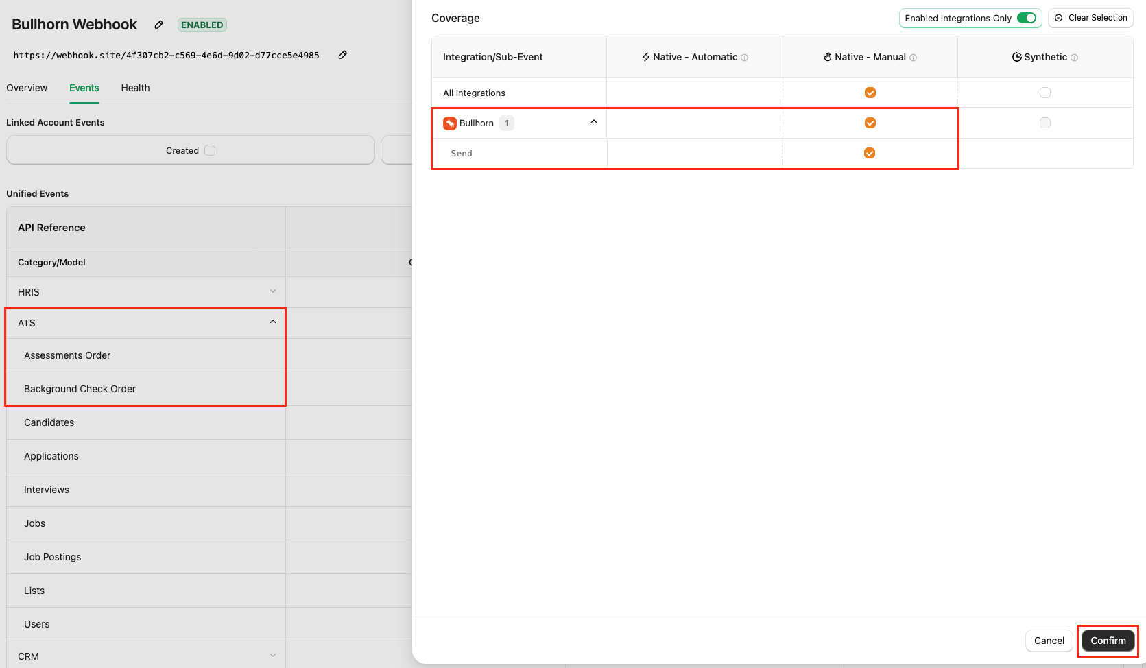 Select Webhook Event
