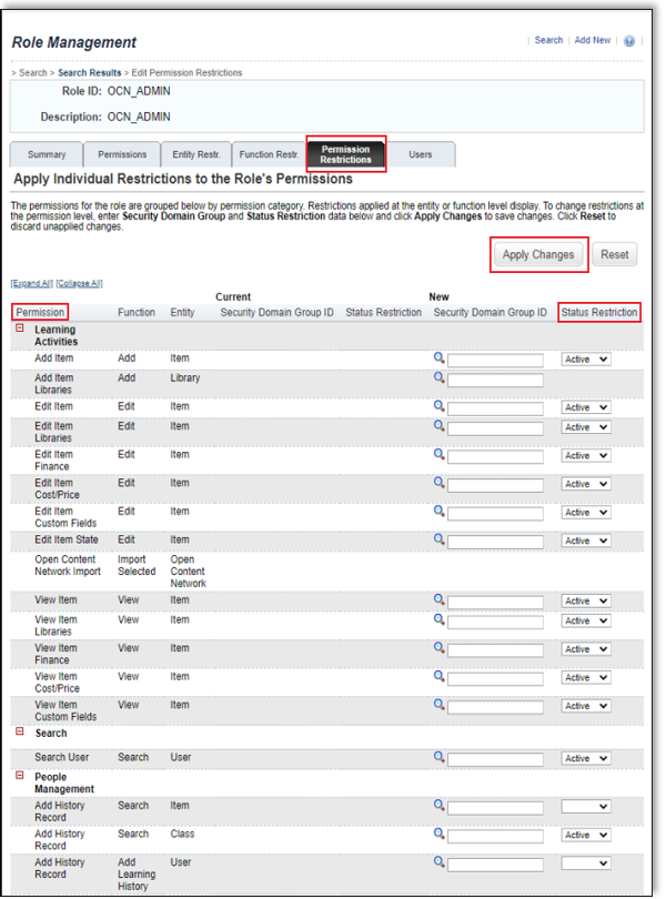Admin Role Permissions
