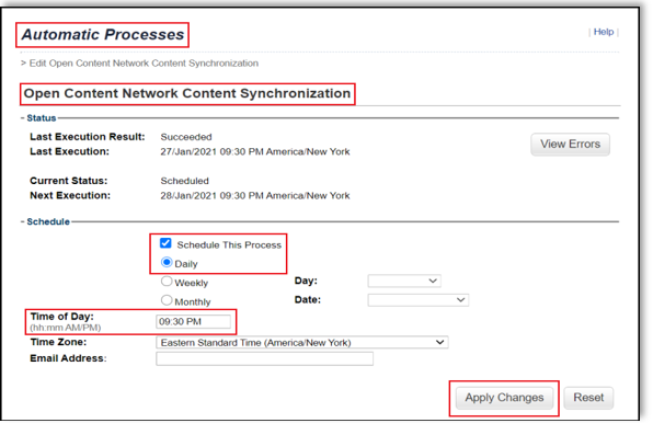 Schedule Synchronisation Process