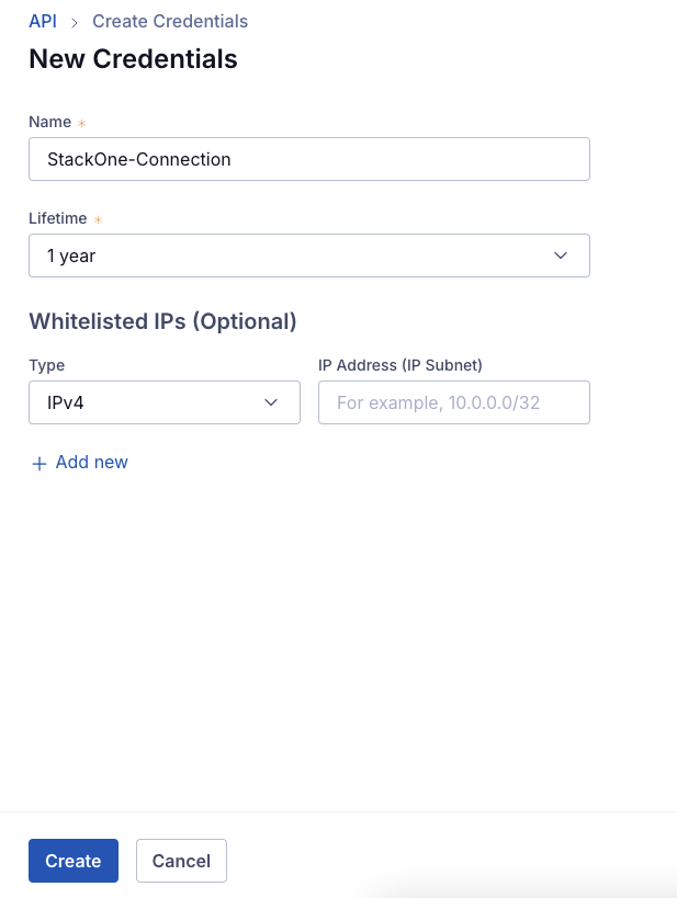 Enter Credentials Details