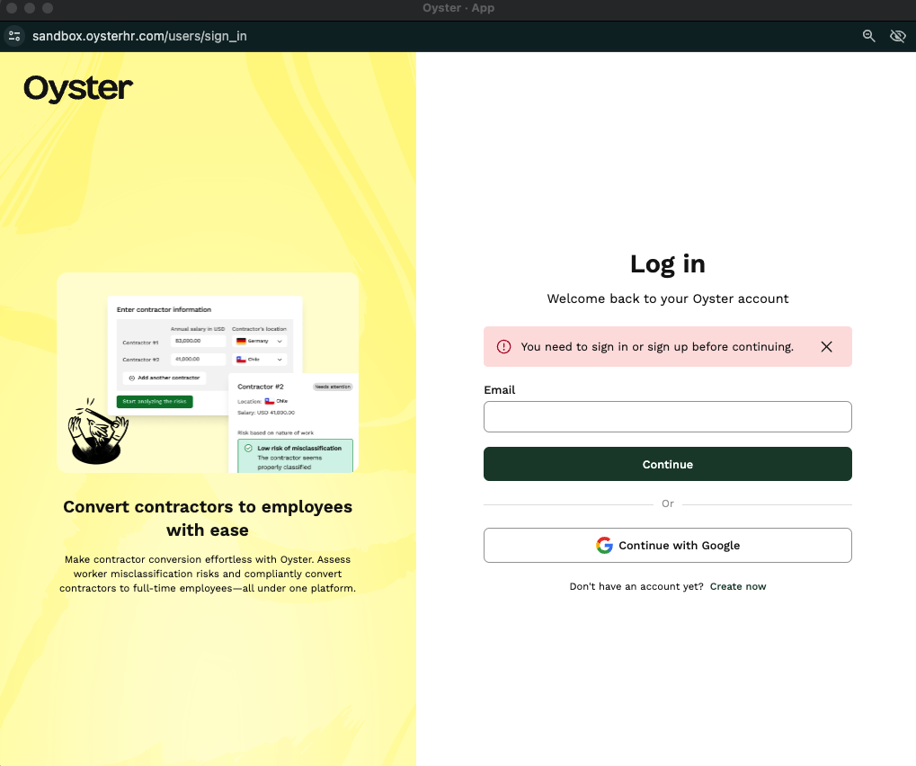 Enter Login Details